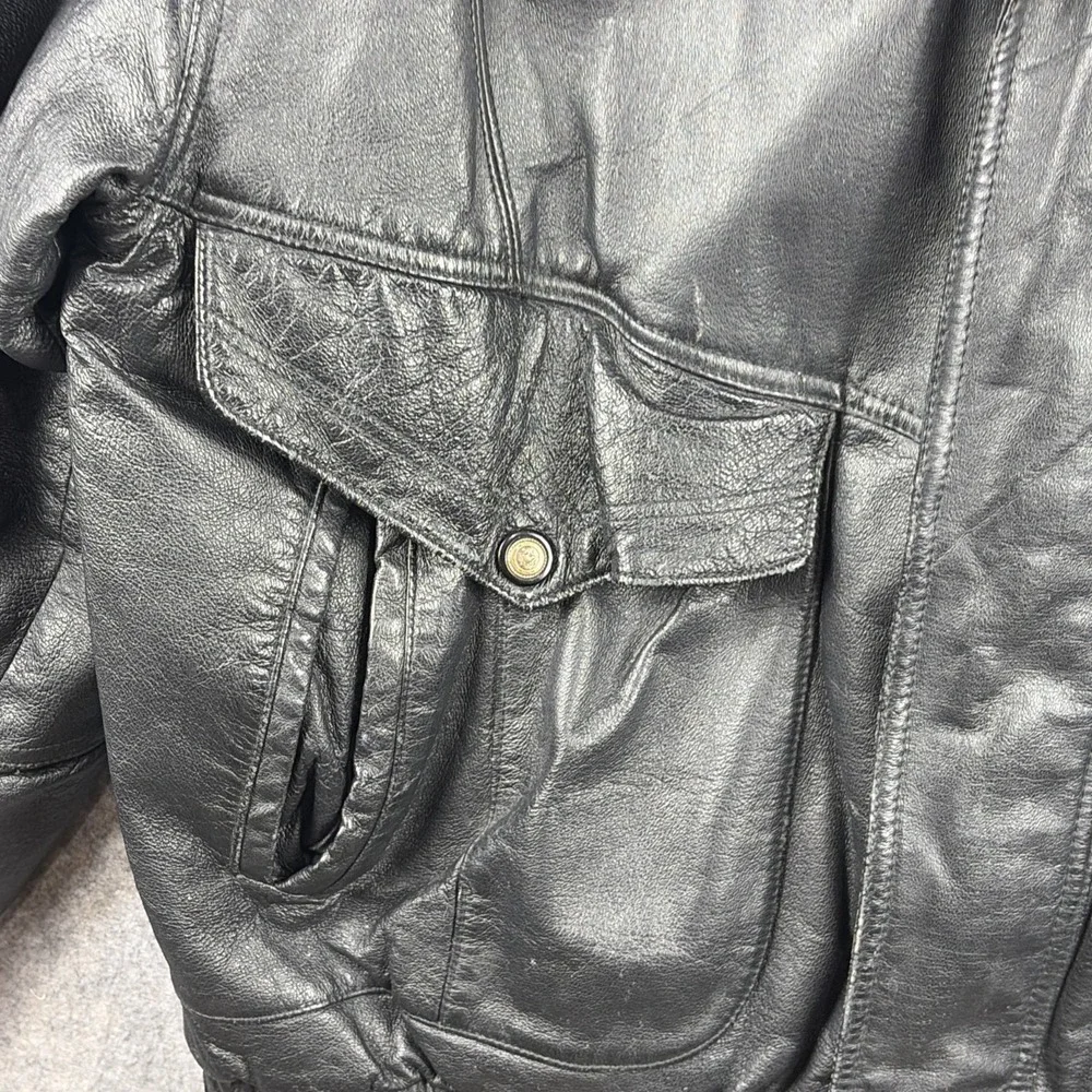 VINTAGE MEMBERS ONLY Black Leather Jacket Lined Size Mens L Motorcycle Bomber